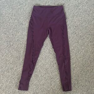 Free People Movement Burgundy Ruffled Leggings Sz S